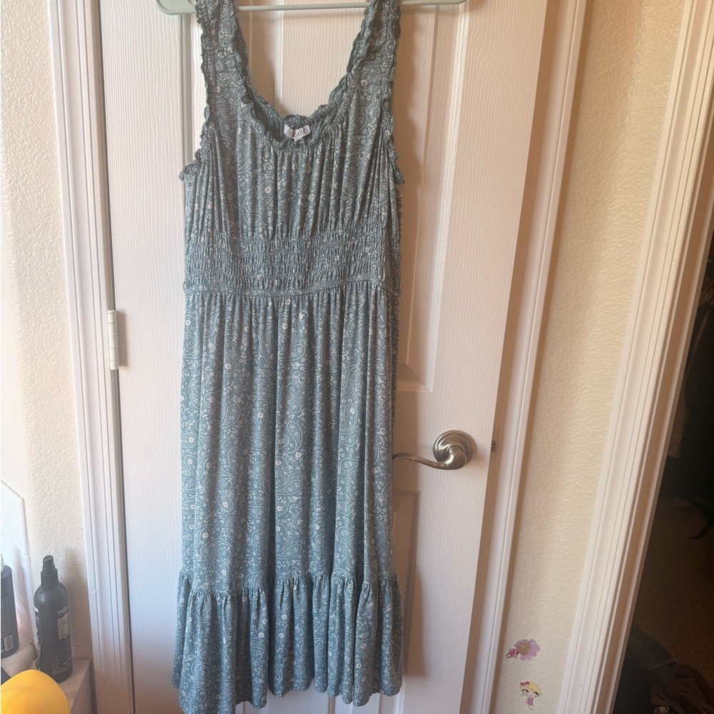 Blue Sleeveless Midi Dress